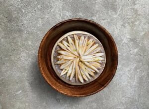 Tostada de almeja navaja con salsa macha de cacahuate